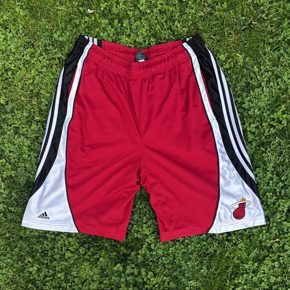 Maimi Heat Shorts Adult XL Red Black NBA Basketball Lightweight Adidas Mens